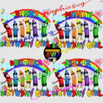 Crayon Birthday Girl PNG file for Sublimation - font include