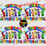 Crayon Birthday Girl PNG file for Sublimation - font include