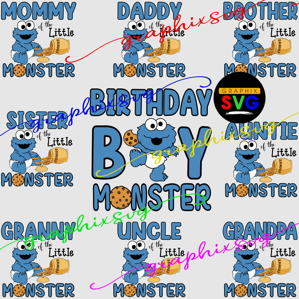 Frist Birthday Baby Cookie Monster SVG PNG Digital File, Birthday Svg