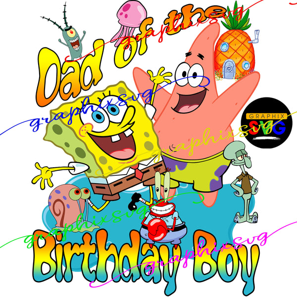 SpongeBob Birthday PNG, SpongeBob Family Birthday Design, Birthday boy PNG file