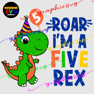 Dinosaur 5th Birthday Boy SVG, EPS, PNG. Bundle Family REX { all layered file by color}