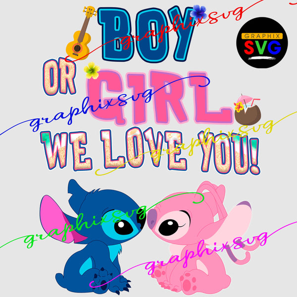 Stitch and Angel Gender Reveal Png Design file