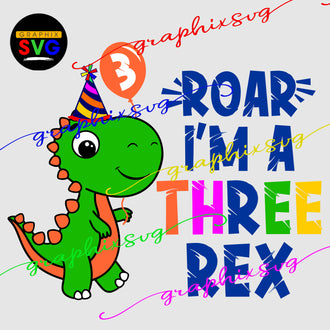 Dinosaur 3rd Birthday Boy SVG, EPS, PNG. Bundle Family REX { all layered file by color}