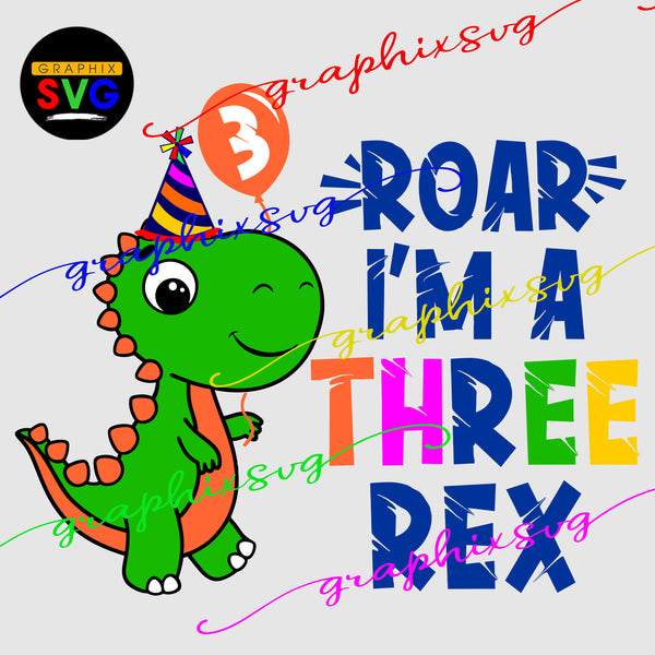 Dinosaur 3rd Birthday Boy SVG, EPS, PNG. Bundle Family REX { all layered file by color}