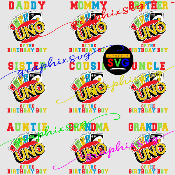 UNO, Boy Uno Birthday Party SVG, EPS, PNG. Boy Uno Family Shirts File { all layered by color}