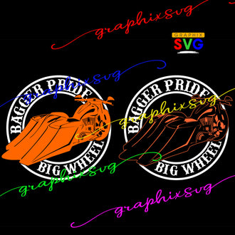 Bagger Bike SVG, EPS, PNG. Big Wheel, Bagger Motocycle (all layered by color vector file)