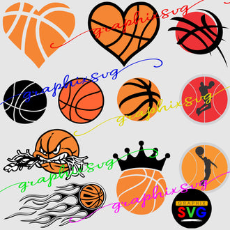 Basketball SVG, Basketball EPS, Basketball PNG, Silhouette, Icon [all layered by color vector file ]