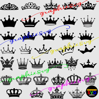 Crown SVG, Crown Bundle SVG, King, Queen, Prince, Princess Crown [all layered file]