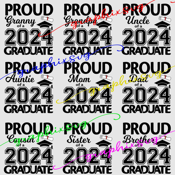 Graduation SVG, Grad, Graduation EPS, Graduate PNG Family Package (all layered by color vector)