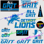 Detroit GRIT Football-Lions, All Grit No Quit, Upside Down SVG, EPS, PNG  [all layered file]