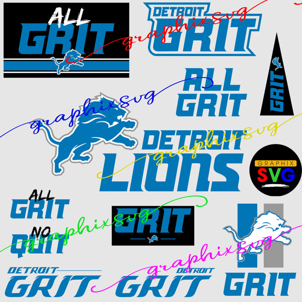 Detroit GRIT Football-Lions, All Grit No Quit, Upside Down SVG, EPS, PNG  [all layered file]