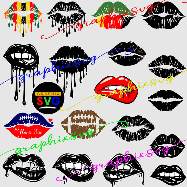 Sexy Lips, Dripping Lips SVG, Rolling Stones Lips EPS, Vampire Teeth PNG [all layered by color file]