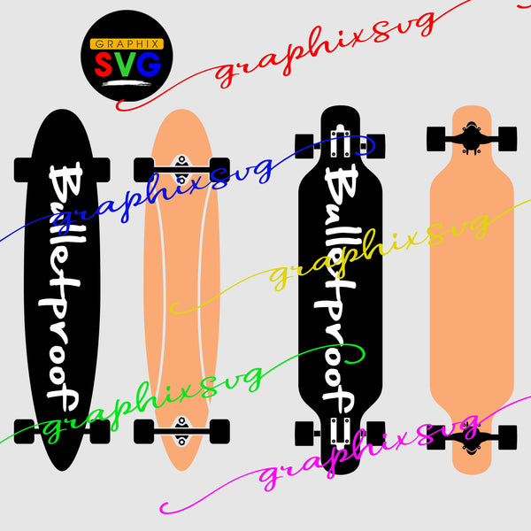 Longboard SVG, EPS, PNG. (all layered by color vector file)