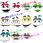 M and M's M&M Faces SVG,  EPS, PNG. Bundle Face [all layered by color file]