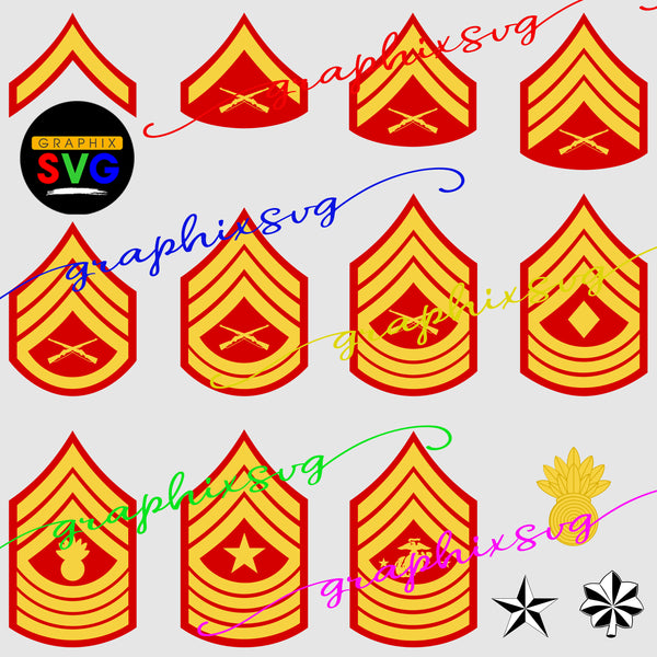 United States Marine enlisted rank insignia SVG, EPS, U.S Marine Ranks