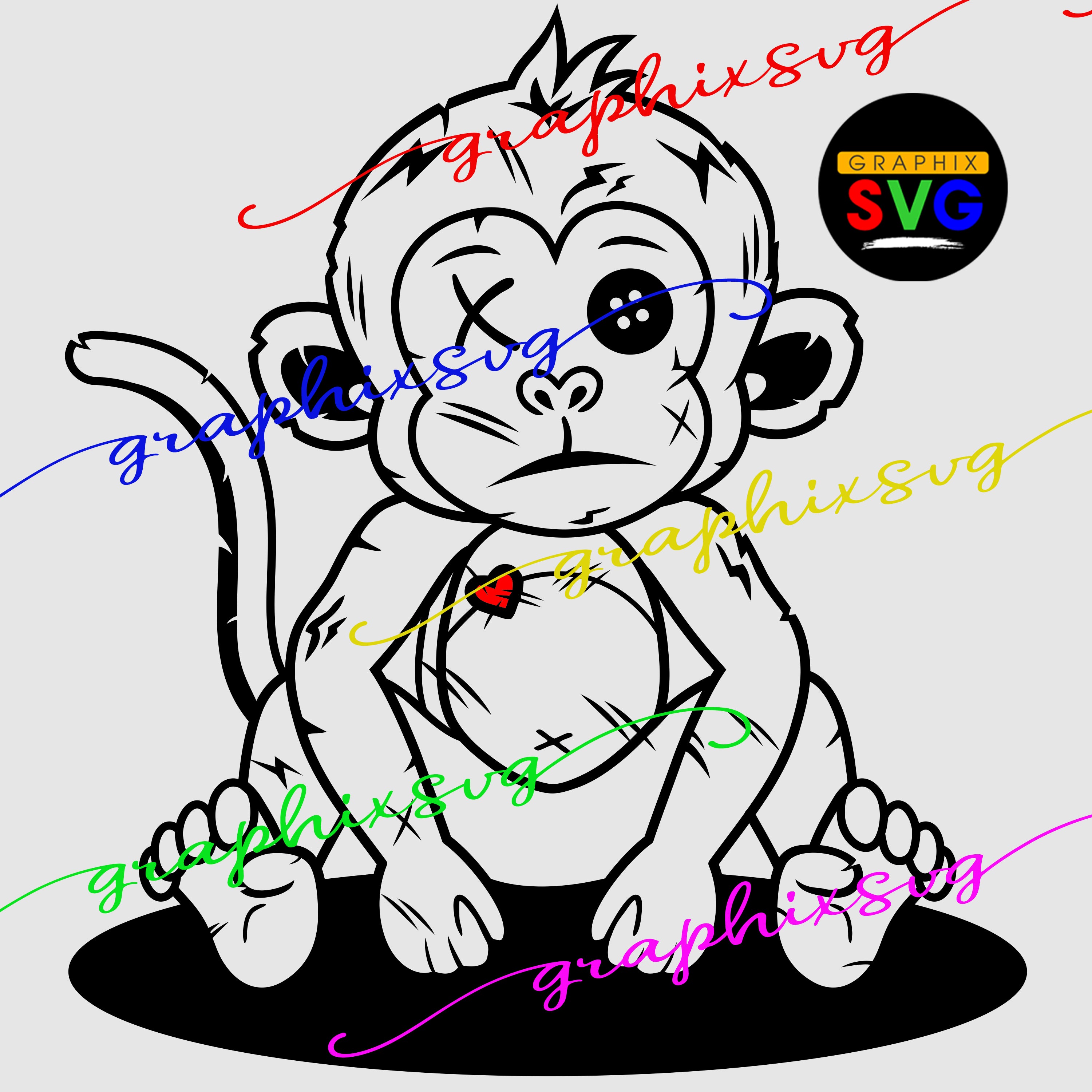 Monkey Vector File Simple Monkey SVG, Monkey EPS, Monkey PNG. Vintage Monkey [all layered file ...