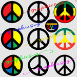 Peace Sign, Symbol SVG,  EPS, PNG, Vector File [all layered by color file]