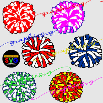 Pom Pom,  Cheerleader Cheer Pom Pom SVG, Football Cheer EPS. [all  layered by color file]