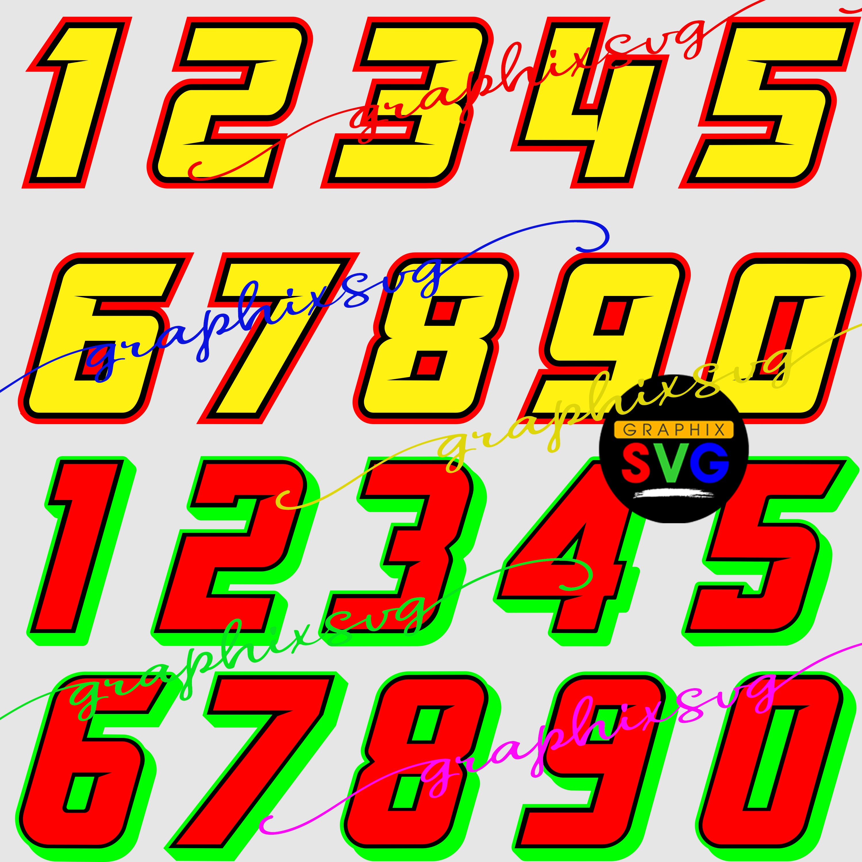 Racing Numbers SVG, EPS, PNG. (all layered by color vector file ...