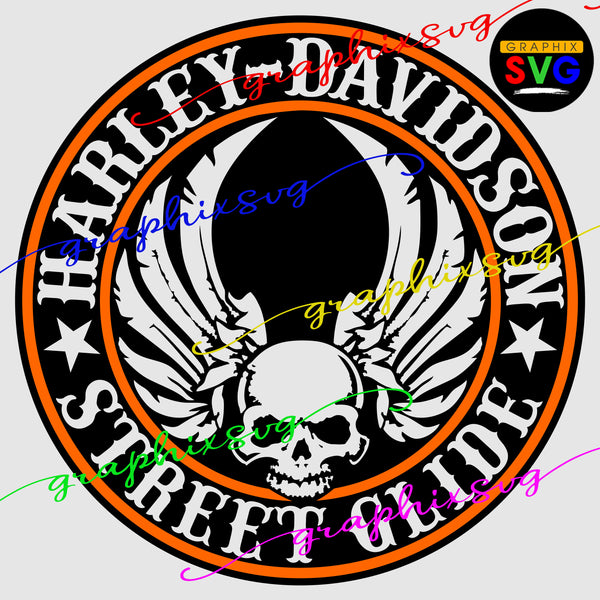 Street Glide, Motorcycle Biker SVG, EPS, PNG, Harley Davidson Skull [all layered by color file]