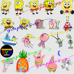 Spongebob Squarepants, Patrick Star, Squidward Tentacles, Garry, Sandy Cheeks, Mr. Krabs and Plankton Svg, EPS [all layered file]