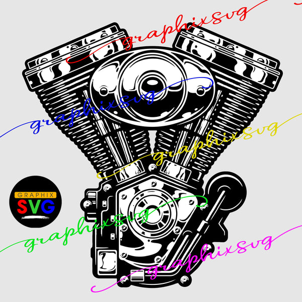 Harley Davidson Twin Cam Engine SVG, EPS, PNG(all layered by color vector file)