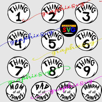 Thing 1, 2 Birthday SVG, EPS,  PNG. Family Birthday Things { all layered file by color}