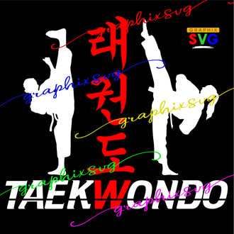 Taekwondo SVG, 태권도 SVG, Martial arts silhouette SVG. EPS, PNG [all layered file by color]