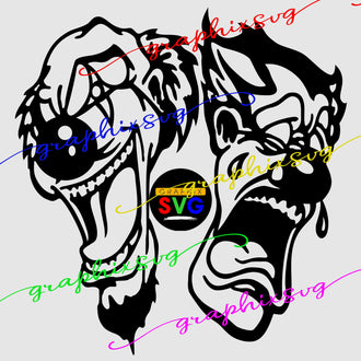 Clown, Two Face, SVG, Clown, Two Face EPS, Clown, Two Face PNG, [all layered file]