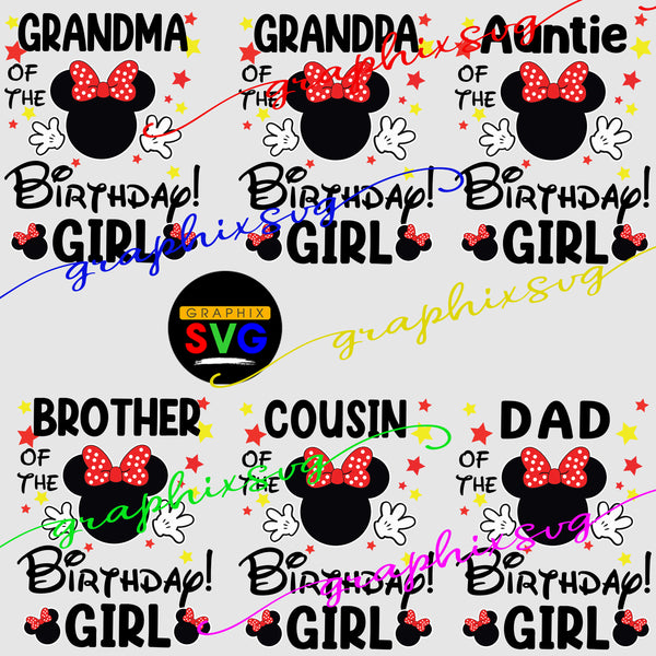 Birthday Girl Family, Birthday Squad, Minnie Mouse Family Birthday Girl Svg, Eps, Png(all layered file)