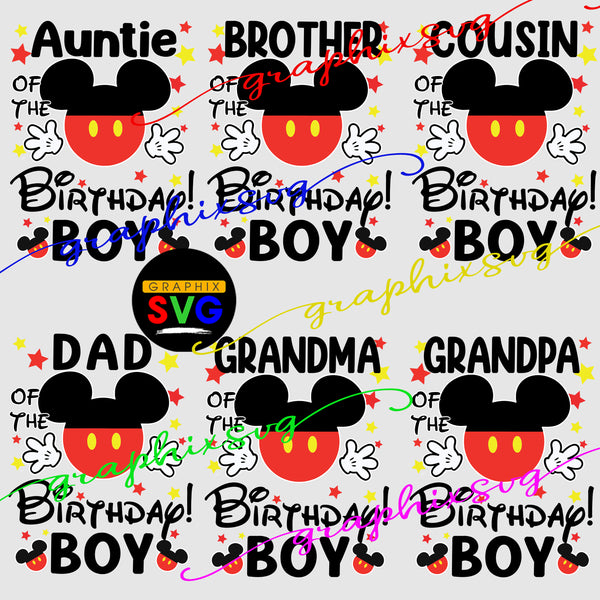 Birthday Boy Family, Birthday Squad, Micky Mouse Family Birthday Girl Svg, Eps, Png(all layered file)