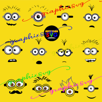 Minions Faces, Banana heads, Minions Gru, SVG, EPS, Minions Party PNG(layered vector)