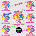 Care Bears Birthday Girl PNG, Family Birthday Care Bears Shirts Design file.