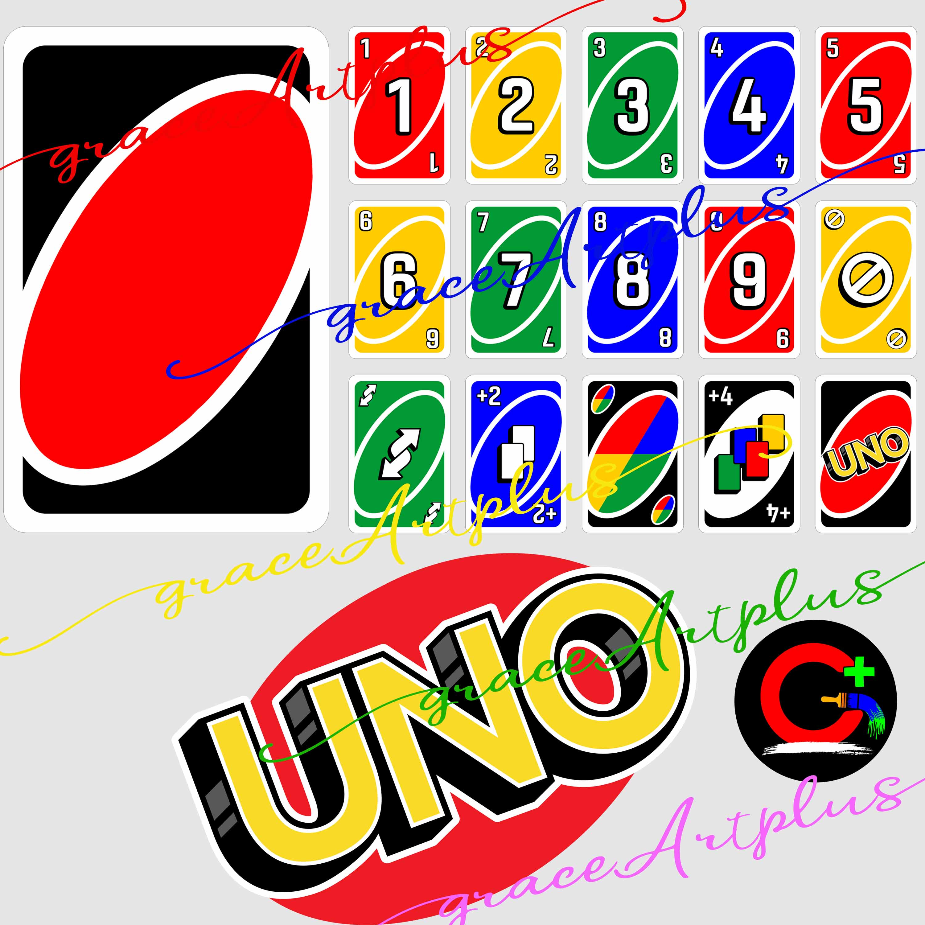 Custom UNO Cards Template, Editable Uno Cards Template, all layered by