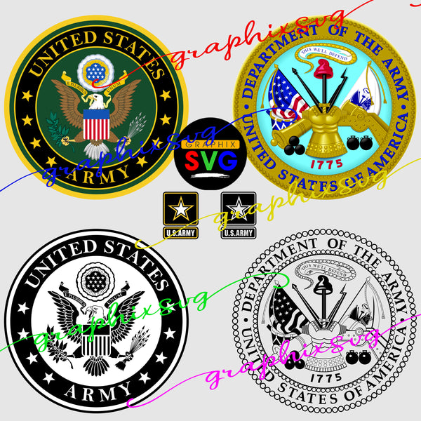 United States Military Army, U.S. Army Seal SVG, EPS, PNG(all layered by color)