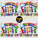 Crayon Birthday Boy PNG file for Sublimation - font include