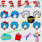 Dr. Seuss Svg Bundle, Cat In The Hat SVG, Green Eggs And Ham Svg, Thing 1 And 2