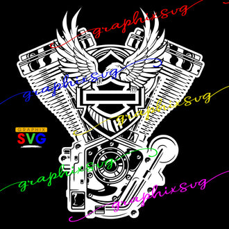 Harley Davidson Twin Cam Engine SVG, EPS, PNG(all layered by color vector file)