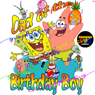 SpongeBob Birthday PNG, SpongeBob Family Birthday Design, Birthday boy PNG file