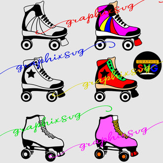 Roller skate SVG, Retro skate SVG, Let's roll EPS, PNG [all layered file by color]